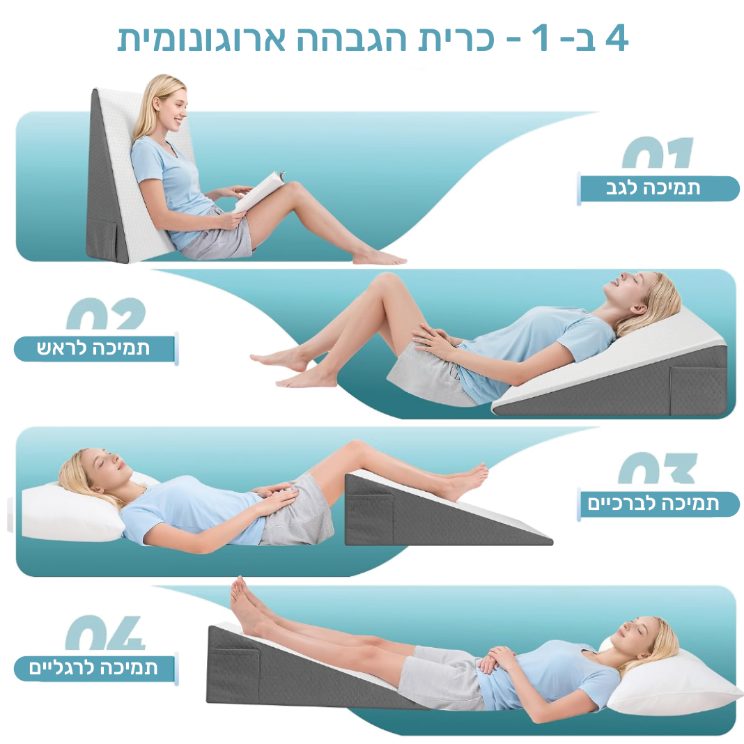 SleepUp™ כרית הגבהה ארוגונומית לשינה טובה יותר