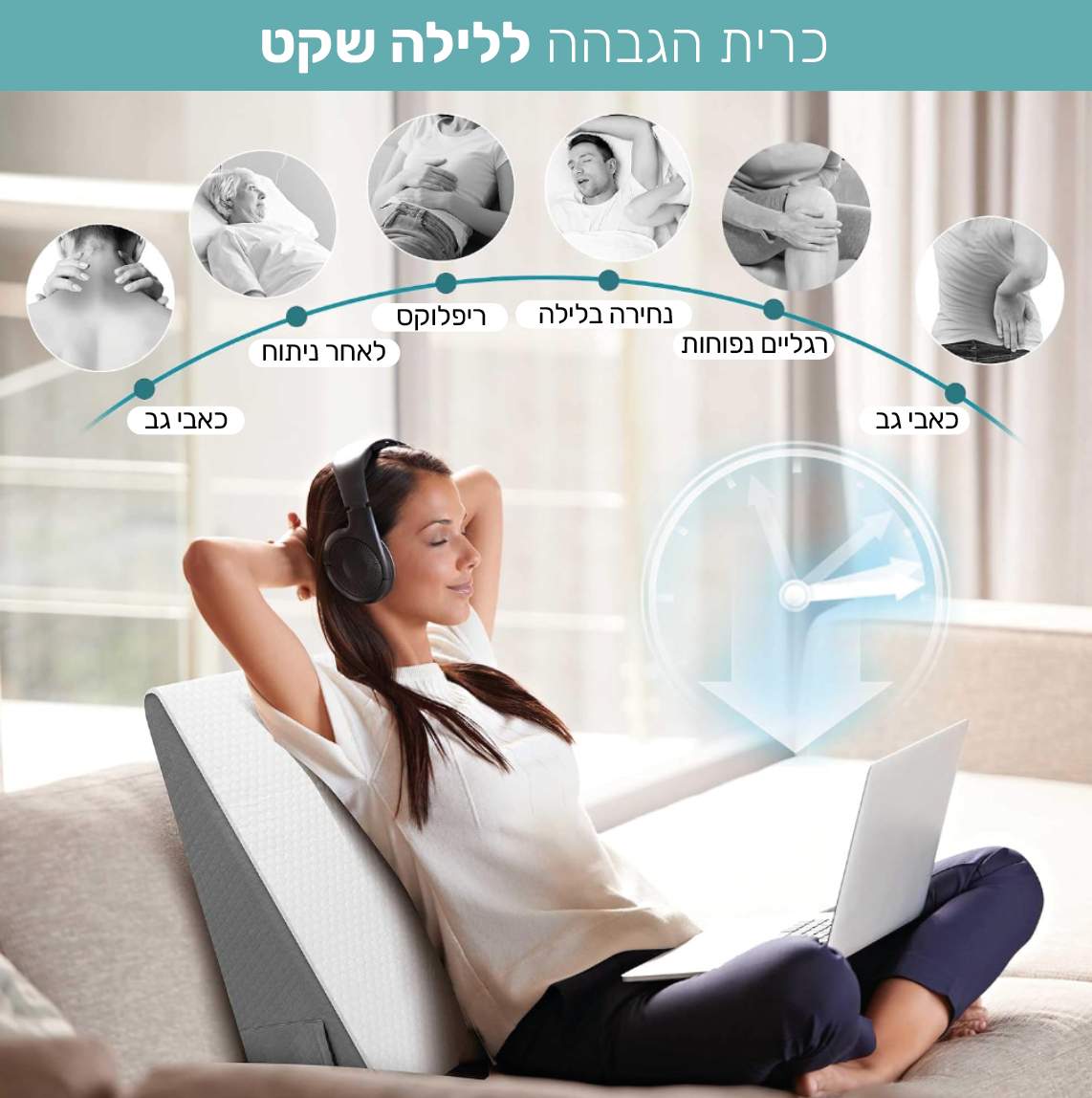 SleepUp™ כרית הגבהה ארוגונומית לשינה טובה יותר